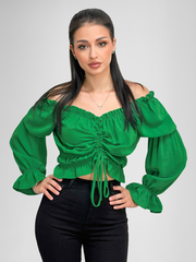 Топ Miss Sumaya 185 на резинке с длинным рукавом и затяжками спереди