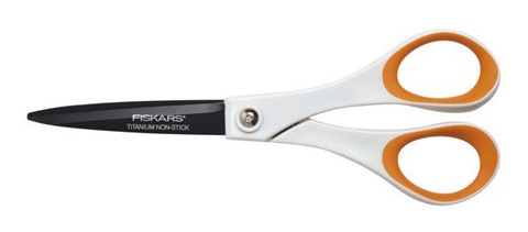 Ножницы Fiskars 1004720 Non-Stick универсальные 180мм ручки пластиковые титановое покрытие нержавеющая сталь белый/оранжевый