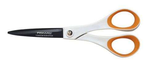 Ножницы Fiskars 1004720 Non-Stick универсальные 180мм ручки пластиковые титановое покрытие нержавеющая сталь белый/оранжевый