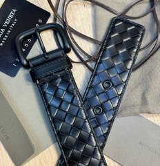 Ремень Bottega Veneta 4 см, черный.