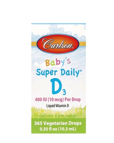 Carlson, Kids Super Daily D3, 10 мкг (400 МЕ), 365 вегетарианских капель, 10,3 мл (0,35 жидк. Унции)