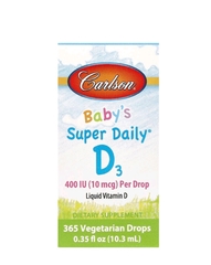 Carlson, Kids Super Daily D3, 10 мкг (400 МЕ), 365 вегетарианских капель, 10,3 мл (0,35 жидк. Унции)