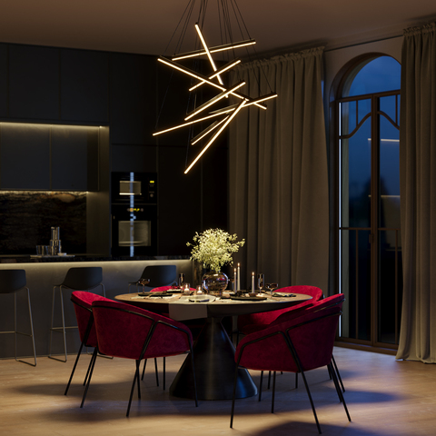 Подвесная светодиодная люстра Maytoni Line MOD016PL-L96BK