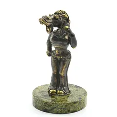 Лошадь деловая из бронзы на камне змеевик 45*45*80мм