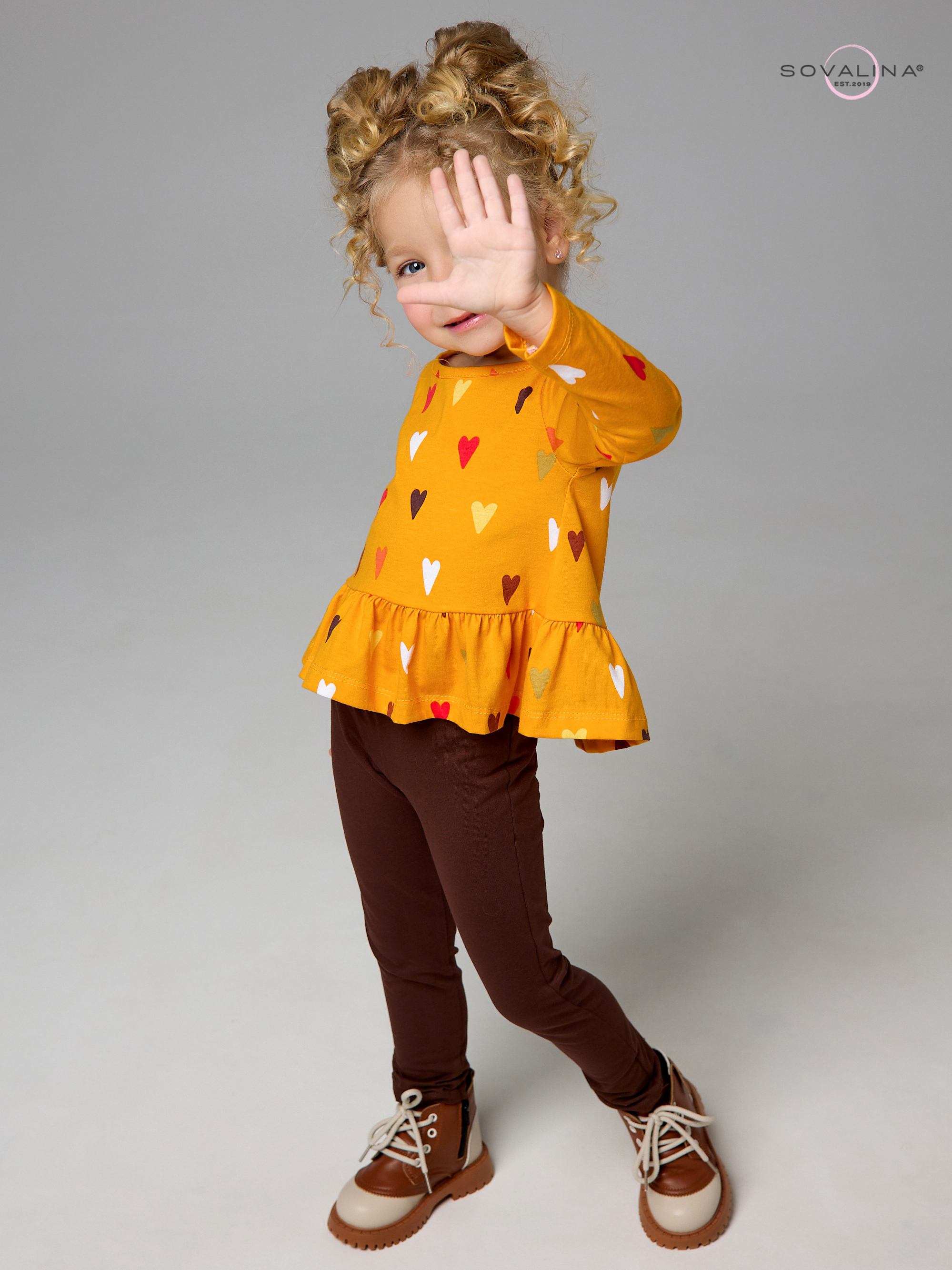 Костюм Алиса SG сердца на горчице-шоколад