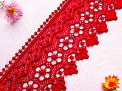 Кружево плетеное, ш. 7,8 см, красный
