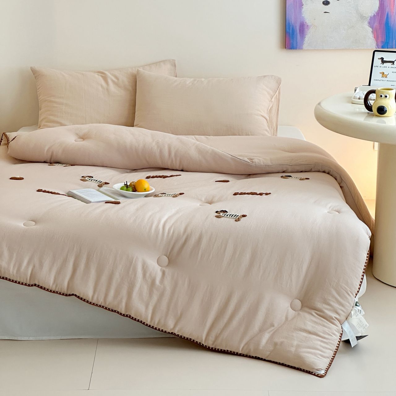 Одеяло Всесезонное из муслина с наполнителем из микрогеля, беж 150х200