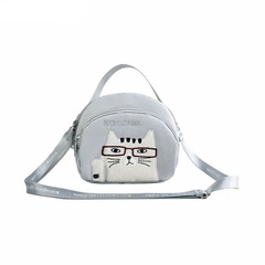 Мини-сумка пошет (pochette), с ремнем, NEKOMARUKE, серый шёлк, 25-8810-1, KUSUGURU