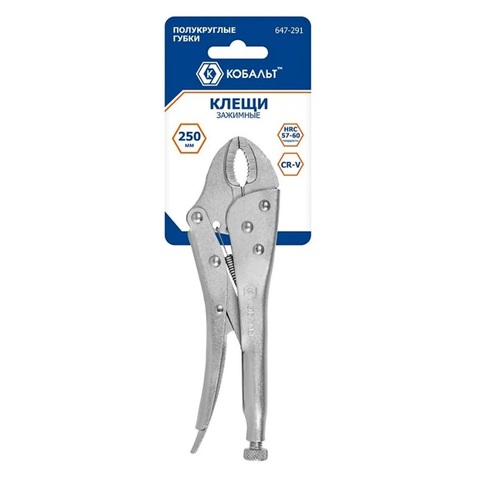 Клещи зажимные КОБАЛЬТ полукруглые губки, 250 мм (647-291)