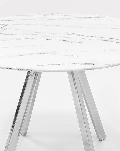 Стол обеденный Хьюстон D100 белый стеклянный, для кухни столовой гостиной дизайнерские дома 76см. 100см. стекло металл