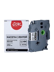 Кассета с лентой S'OK by Sakura Printing TZE335 для Brother, белый на черном, 12мм, 8м, наклейка