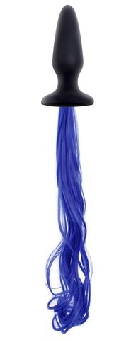 Чёрная анальная пробка с синим хвостом Unicorn Tails Blue - NS Novelties Unicorn Tails NSN-0509-17