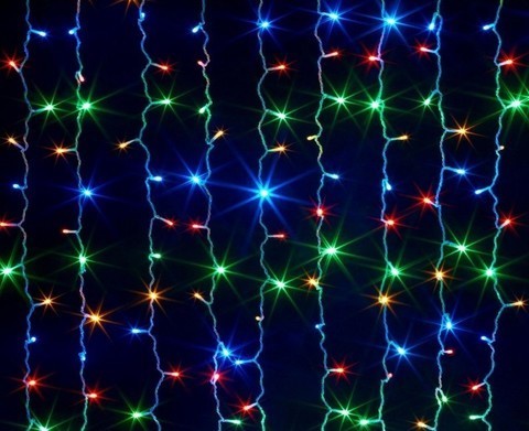 Новогодняя светодиодная LED гирлянда Штора на окно (занавес)  LED 200х200 см разноцветная