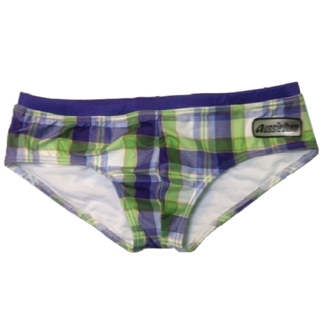 Мужские плавки брифы в клетку Aussiebum Check green- violet-white Brief