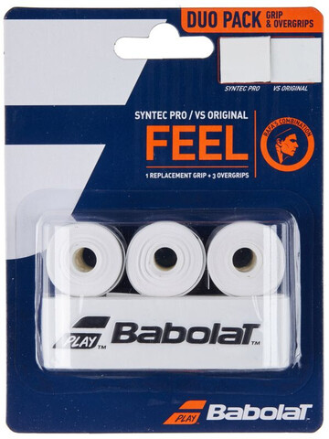 Намотки теннисные bazowe Babolat Duo Pack Syntec Pro x 1 + VS Original x 3 - white