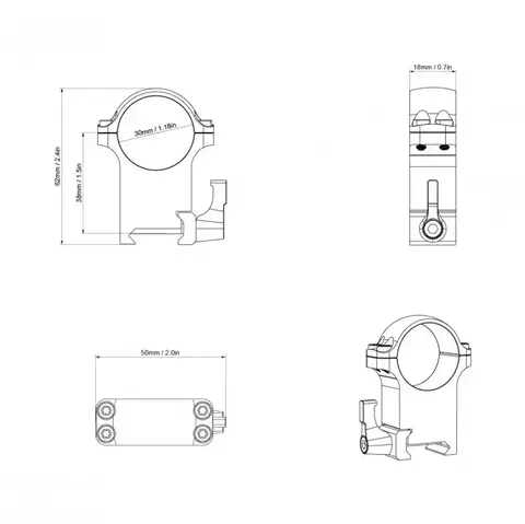 Крепление Vector Optics 30mm STEEL HIGH QD WEAVER RINGS