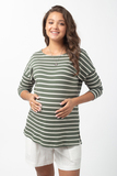 Лонгслив для беременных 11918 хаки полоска тофу