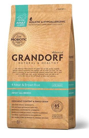 Grandorf Dog Probiotic All Breeds сухой корм для собак всех пород (4 мяса с рис и пробиотиками) 12кг