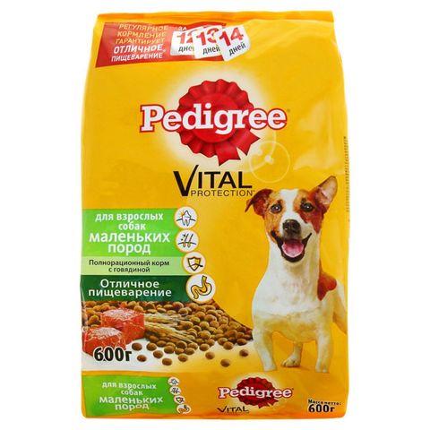 Корм PEDIGREE д/взрос собак мел пород Гов Рис Овощи 600 гр РОССИЯ