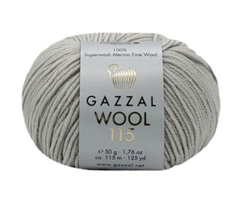 Пряжа Gazzal WOOL 115 3304 св.серый (уп.5 мотков)