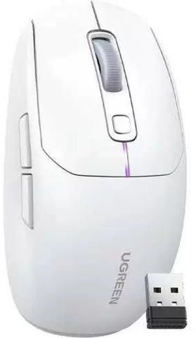 UGREEN MU103 15629 Gaming Lightweight Wireless Mouse USB Wired&2.4 GHz&BT, White