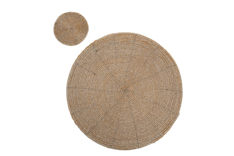 Набор подстановочных салфеток,бисер,золото d35см(2шт)+10см(2шт)