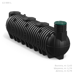 Резервуар модульный подземный для воды Полимер-Групп DL 12000 л. горизонтальный (6780x1740x2430см;500кг;черный) - арт.559118