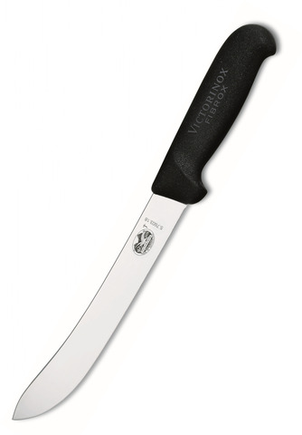 Нож кухонный Victorinox Butchers Safety Nose (5.7603.18L) стальной разделочный для мяса лезв.180мм черный блистер