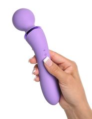 Фиолетовый двусторонний вибростимулятор Duo Wand Massage-Her - 19,6 см. - 