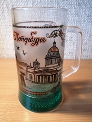 Кружка стекло пиво 0.5 от Художника бронза с цветным дном