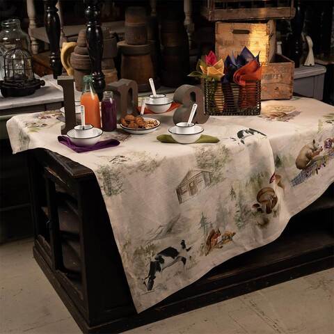 Скатерть круглая 170 Tessitura Toscana Telerie Bambesta Naturale