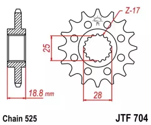 Звезда мотоциклетная JT JTF704.17RB с демпфером