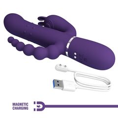 Фиолетовый вибратор для тройной стимуляции Cammy - 22,2 см. - 