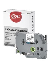Кассета с лентой S'OK by Sakura Printing TZES141 для Brother,  черный на прозрачном, 18мм, 8м , наклейка