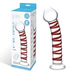 Стеклянный фаллоимитатор с красной спиралью Mr. Swirly - 20,5 см. - 