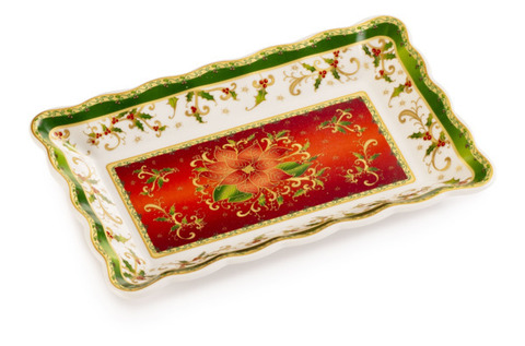 Блюдо прямоугольное 22х14см Lamart Palais Royal Рождественская звезда с волнистым бортом