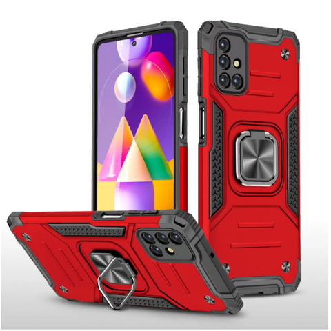 Противоударный чехол Strong Armour Case с кольцом для Samsung Galaxy M31s (Красный)