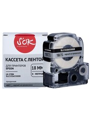 Кассета с лентой S'OK by Sakura Printing C53S655008 (LK-5TBN) для Epson  LW400, LW700, LW600P, LW1000P, K400, Z700, Z800, черный на прозрачном, 18мм, 8м, прозрачная