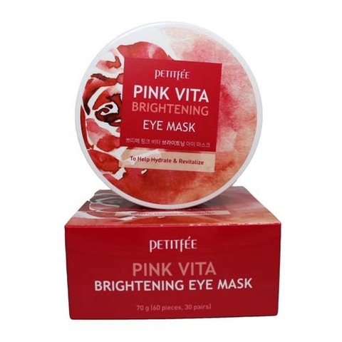 Petitfee Pink Vita Brightening Eye Mask - Осветляющие тканевые патчи для кожи вокруг глаз