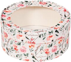 Упаковка "Шайба" принт розы с окном д 16 высота 7см