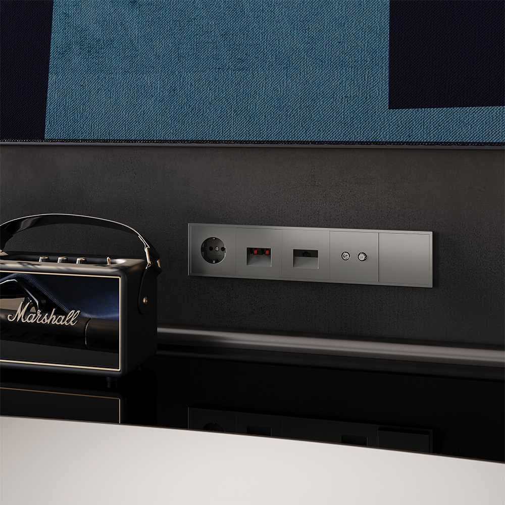 Розетка телевизионнная встраиваемая Voltum S70 оконечная TV+SAT, (титан) VLS060406