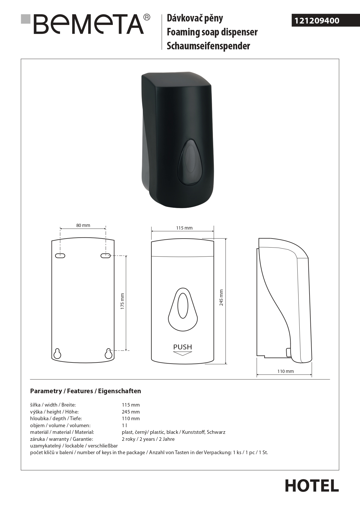 диспенсер жидкого мыла HOTEL 1000 мл