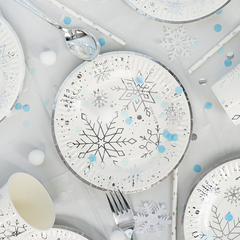 Тарелки, Снежинки, Металлик, 18 см, 6 шт.