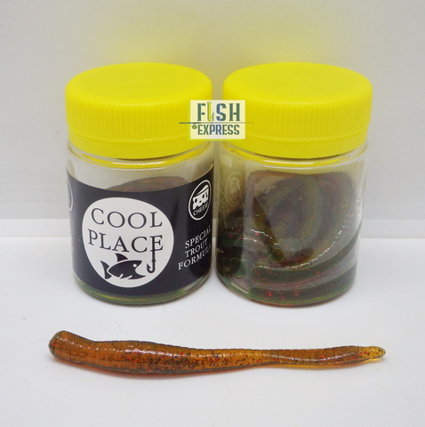 Форелевая силиконовая приманка COOL PLACE (BOMBER) цвет МАШИННОЕ МАСЛО С БЛЁСТКАМИ 75мм/7шт/банке/вкус сыр продажа от 2 шт.