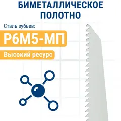 Пилки для сабельной пилы универсальные ПРАКТИКА S4860DF BIM, по дер/мет/пласт, шаг 4 мм, длина 300 мм, 2 шт (773-576)