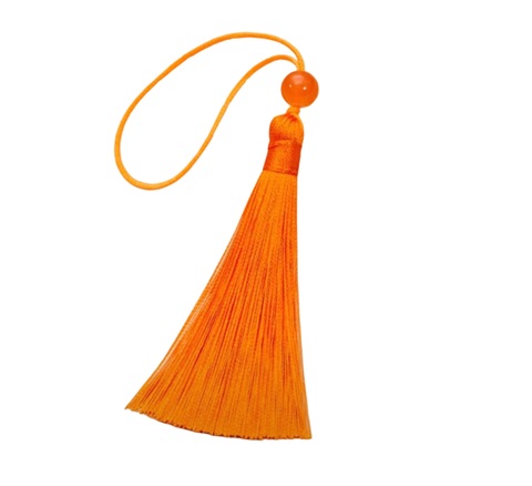 Декоративная кисточка , с бусиной , 8см (размер до подвеса), цвет оранжевый