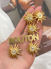 Пуговицы Скиап. в форме солнца с глазом и лучами матовое золото