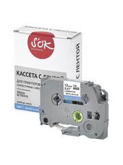 Кассета с лентой S'OK by Sakura Printing TZE535 для Brother,  белый на синем, 12мм, 8м , наклейка
