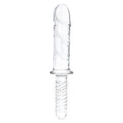 Стеклянный фаллоимитатор с рукоятью 11’’ Girthy Cock Double Ended With Handle - 28 см. - 