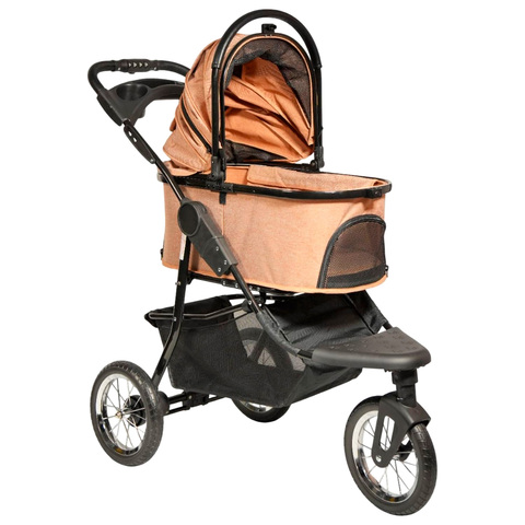 Коляска прогулочная повышенной проходимости для собак и кошек (макс. нагрузка 15 кг), бежевая